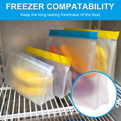 PATIKIL 8.7"x2"x5.3" Reusable Freezer Bag, 3 Pcs Leakproof Zip Food Storage Stand Up Bags Fridge Snack Vegetable Fruit Ice Container for Long-Lasting Freshness, Black