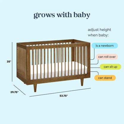 Davinci Marley 3-in-1 Convertible Crib in Walnut, Greenguard Gold and FSC® Certified