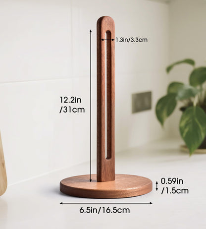 CHAUNCEY HOME Acacia Wooden Paper Towel Holder Stand for Jumbo Roll - Stylish Kitchen Paper Rack Bathroom Towel Roll Stand Organizer, UA, Solid Wood Simply Standing Countertop Paper Roll Holder, Large