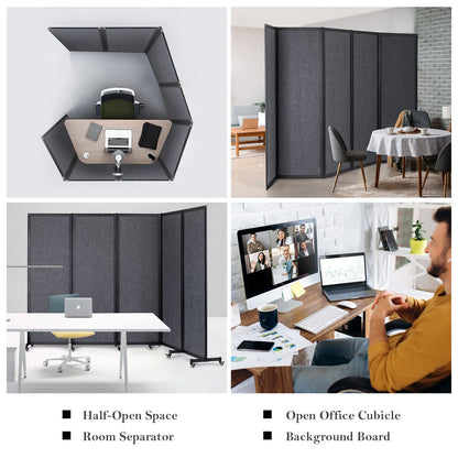 Strongbird Room Partition,Office Divider,Portable Commercial Screen Dividers,Privacy Partition Separator,Classroom School Dividers,6'4"W x 6'7"H,3 Panel,Grey