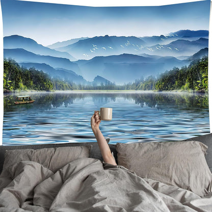 FENDROM Spring Nature Tapestry Wall Hanging Misty Mountain Forest River Landscape Tapestries for Home Decor
