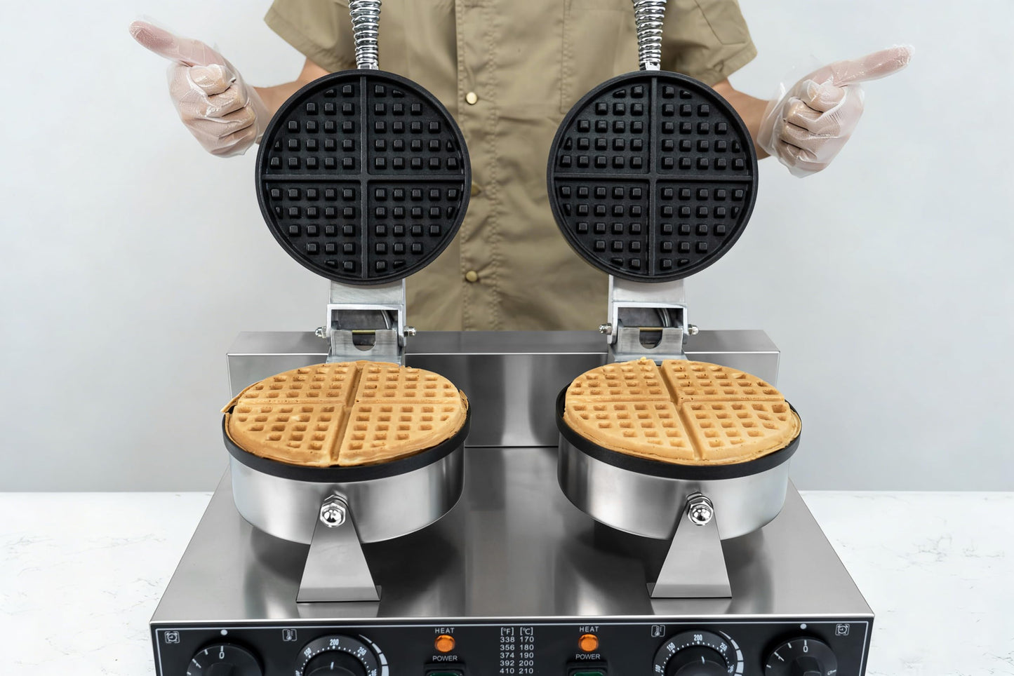 110V 2600W Commercial Double Waffle Maker,Non-Stick Commercial Waffle Baker,Stainless Steel Belgian Waffle Iron for Restaurant Party Food Stall, Bakery Snack Bar Family