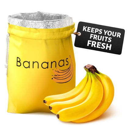 13.8x10.6" Banana Storage Bag with Aluminum Lining - Banana Bags to Keep Bananas Fresh Longer, Nylon Banana Keeper