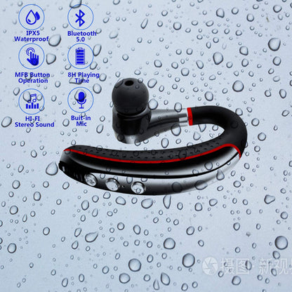 LSAPT Bluetooth Headset V5.0,Wireless Bluetooth Earpiece with Noise Canceling Mic for Cell Phone,Business Earphone for Driving/Trucker/Office,Sweatproof Headset for Android/iPhone-RED