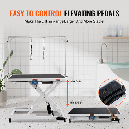 VEVOR 50 Inch Pet Grooming Table, Heavy Duty for Large Dogs, Height Adjustable, Anti Slip Tabletop, Grooming Arm Included, Max Load 400LBS