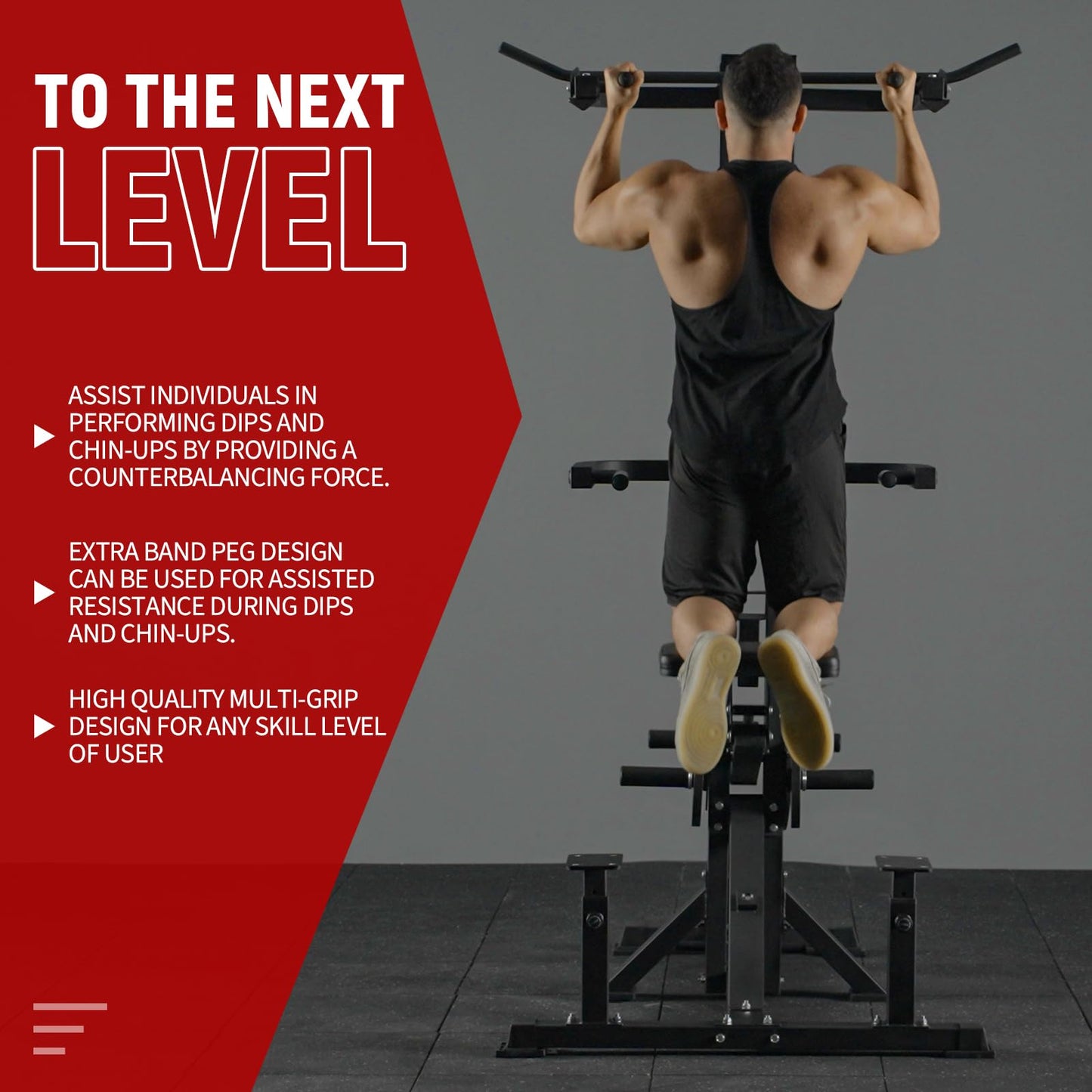 Assisted Pull Up Machine, GMWD 600 lbs Leverage-Assisted Chin and Dip Machine, 4-in-1 Plate Loaded Gym Equipment, Pull Up Machine with 1:1 Counterweight System & Band Peg for Home Gym