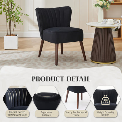 GarveeHome Modern Living Room Chair Set of 2, Mid-Century Accent Chair, Soft Velvet Upholstered Chair with Adjustable Feet, Accent Chair Side Chair Lounge Chair for Bedroom Kitchen Dining Room, Black