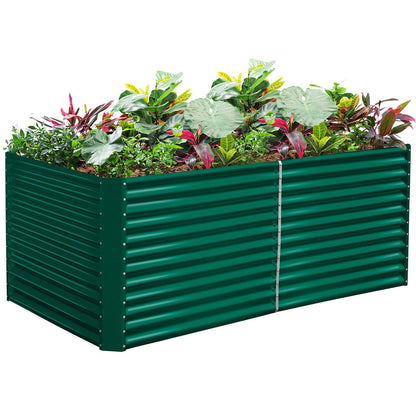Land Guard 8x4x3ft Rectangular Galvanized Raised Garden Beds, Large-Capacity Metal Planter Box Outdoor, Durable Deep Raised Garden Bed 3ft Tall, Raised Beds for Gardening Vegetables, Forest Green