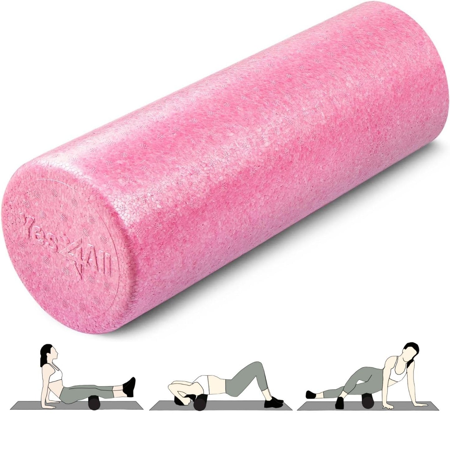 Yes4All High-Density EPP Round Back Roller Foam, Exercise Foam Roller for Yoga, Pilates & Stretching - 12, 18, 24, 36 inch