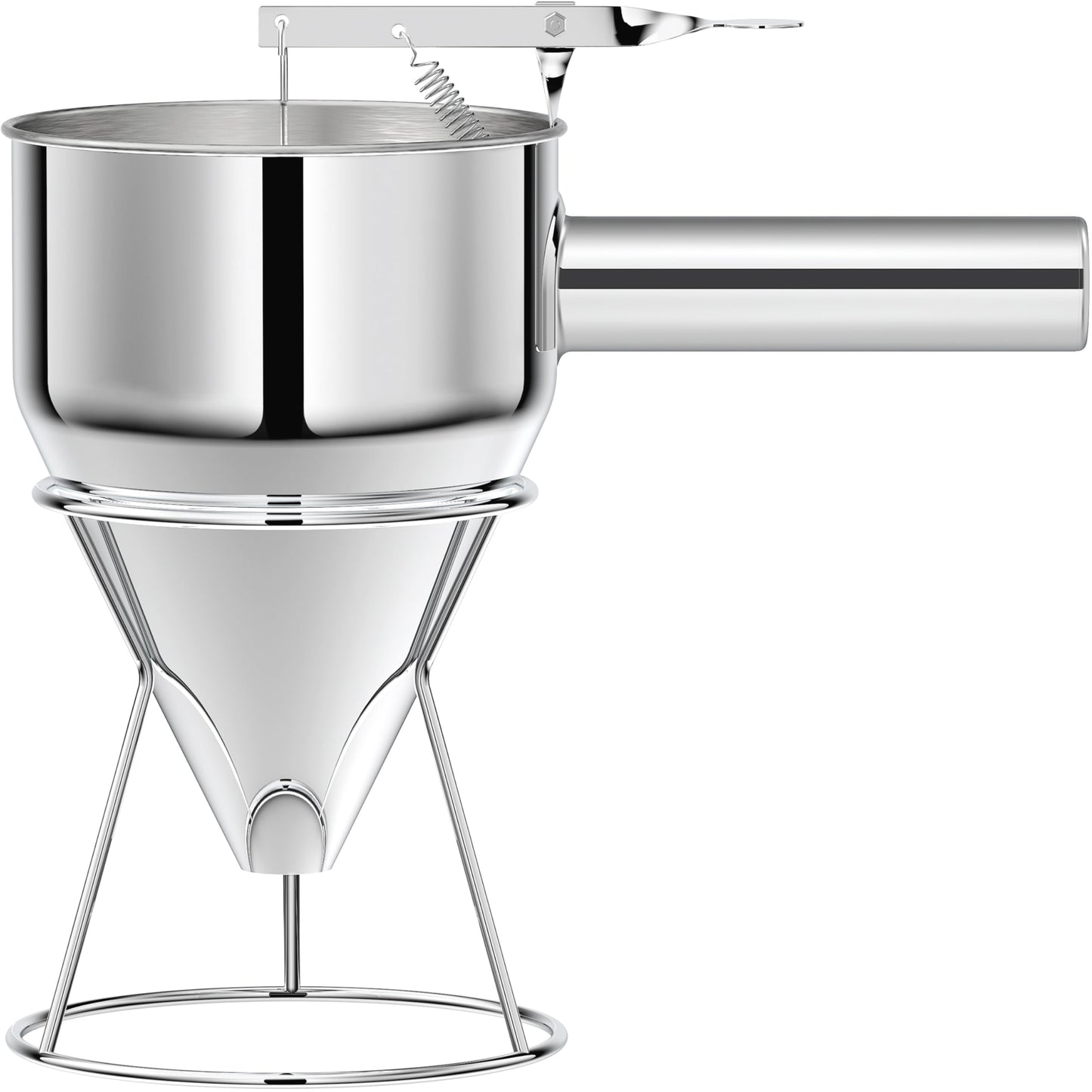 EgieMr Pancake Batter Dispenser, Pancake Dispenser with 0.8 in Large Spout, Easy-Pour Cake Batter Funnel for Thick Mix with Fruits or Chocolate Chips, Stainless Steel Funnel for Home and Kitchen