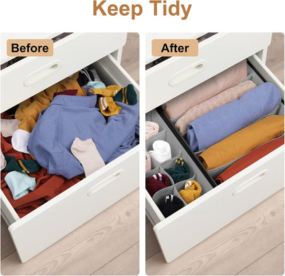 Organizer Divider, Foldable Closet Storage Organizer Basket, Fabric Organization Bins for Clothes, 6 Pack