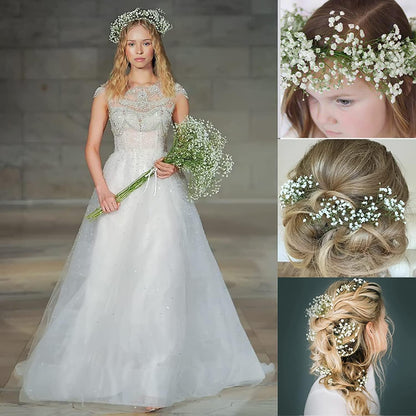 Olrla White Babys Breath Artificial Flowers - 10 Pcs Long Stem Fake Gypsophila for Wedding Bouquets and Home Decoration