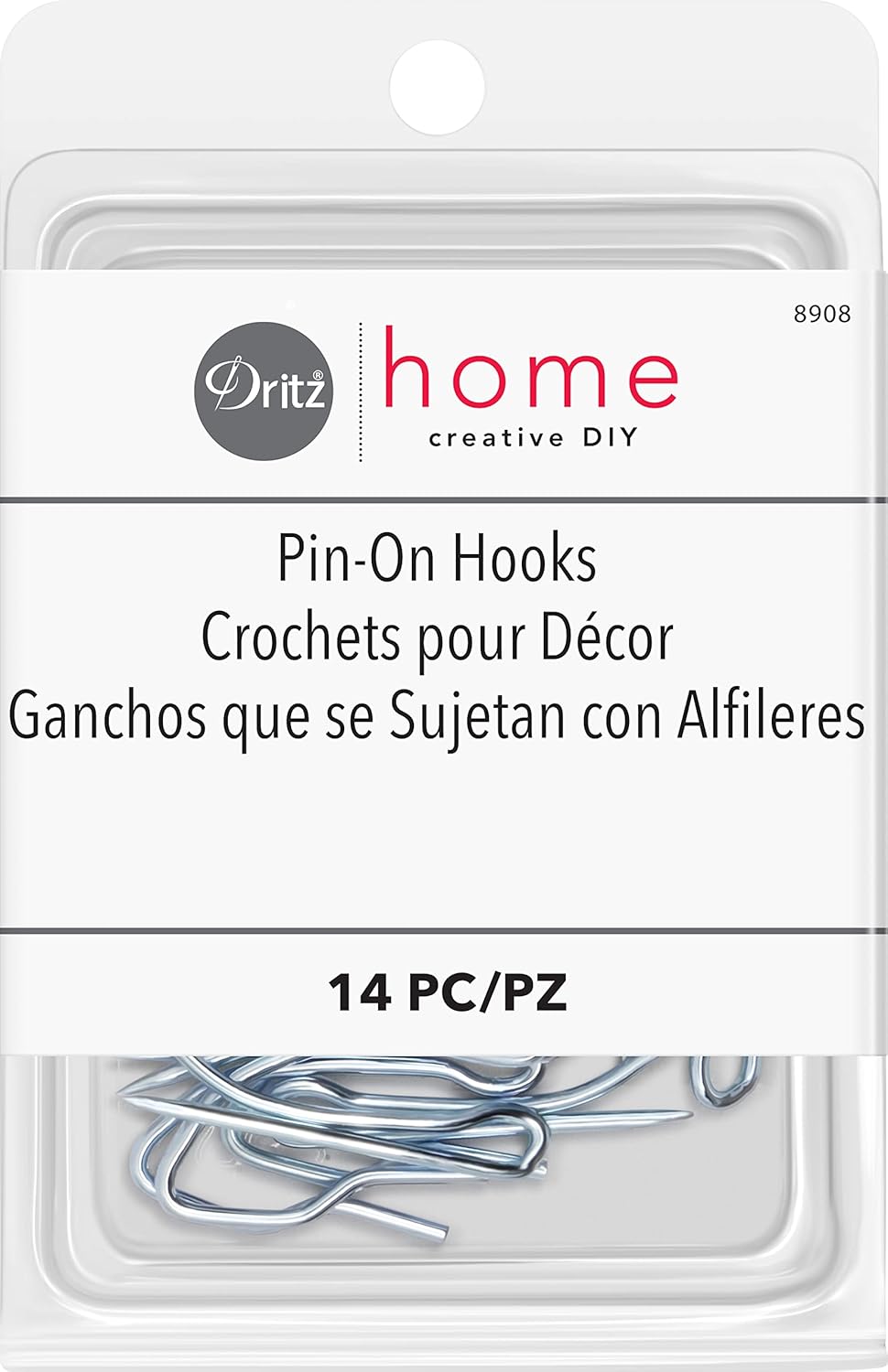 Dritz Home 8908 Pin-On Drapery Hooks, 14-Piece