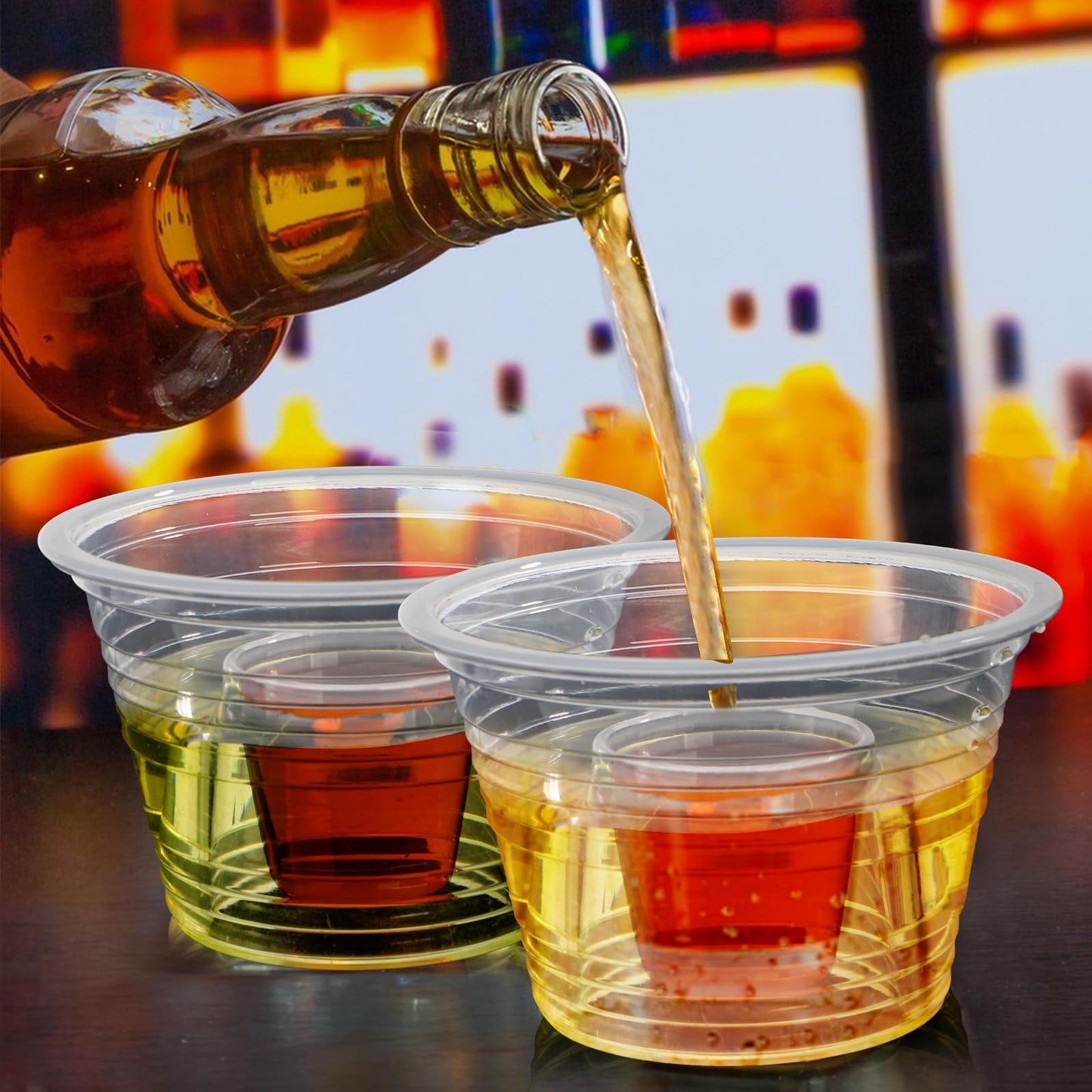 Coloch 200 Pack Plastic Bomber Cups, Disposable Bomb Cups Clear Power Bomber Double Shot Glass for Shots, Mixed Drinks, Party