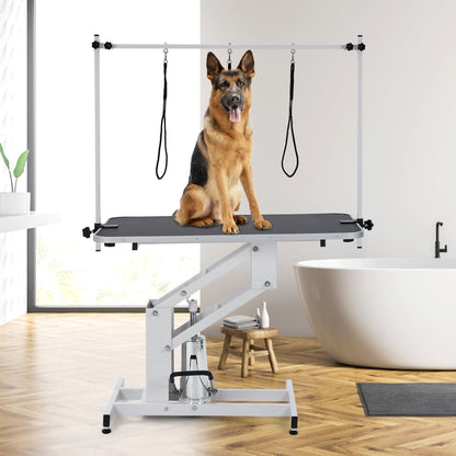 43.6 Inch Professional Electric Dog Grooming Table, Heavy Duty, 22''-39'' Height Adjustable Pet Grooming Table w/ Grooming Arm & Anti Slip Tabletop, Dog Grooming Station for Pets & Large Dogs