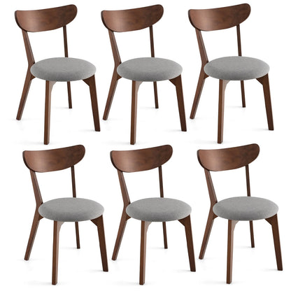 ERGOMASTER Mid-Century Modern Dining Chairs, Rubber Wood Chairs with Curved Back for Home, Kitchen, Dining Room, Restaurant (Set of 6)