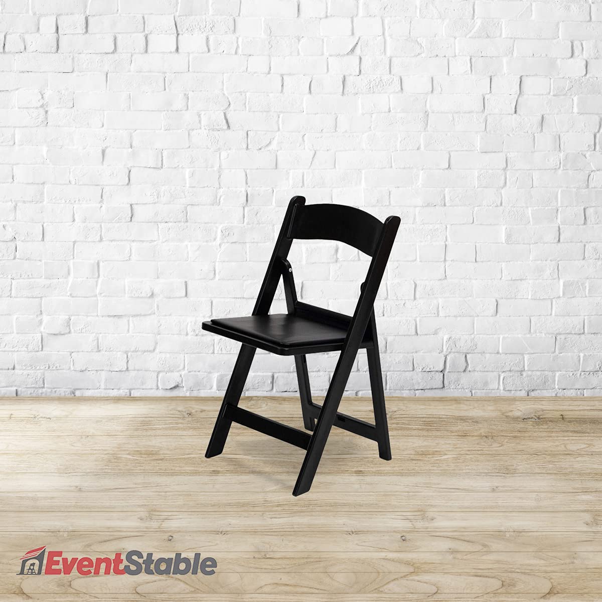 EventStable Titan PRO Resin Folding Chair - Black Indoor/Outdoor Lightweight Foldable Chair - Vinyl Padded Folding Chair for Weddings Parties Events - 50 Pack