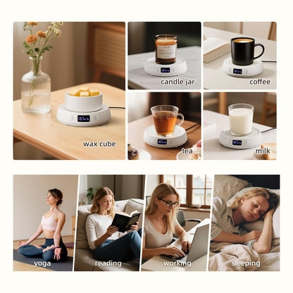 Coffee Mug Warmer for Desk with Auto Shut Off, Electric Cup Candle Wax Melter Warmer with 1-9H Timer, Smart Mug Warmer Tea Coffee Beverage Heated Mug Plate for Home Office, Ideal Coffee Lover Gift