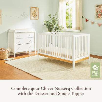 Little Seeds Clover 4-in-1 Convertible Crib, True White/Natural