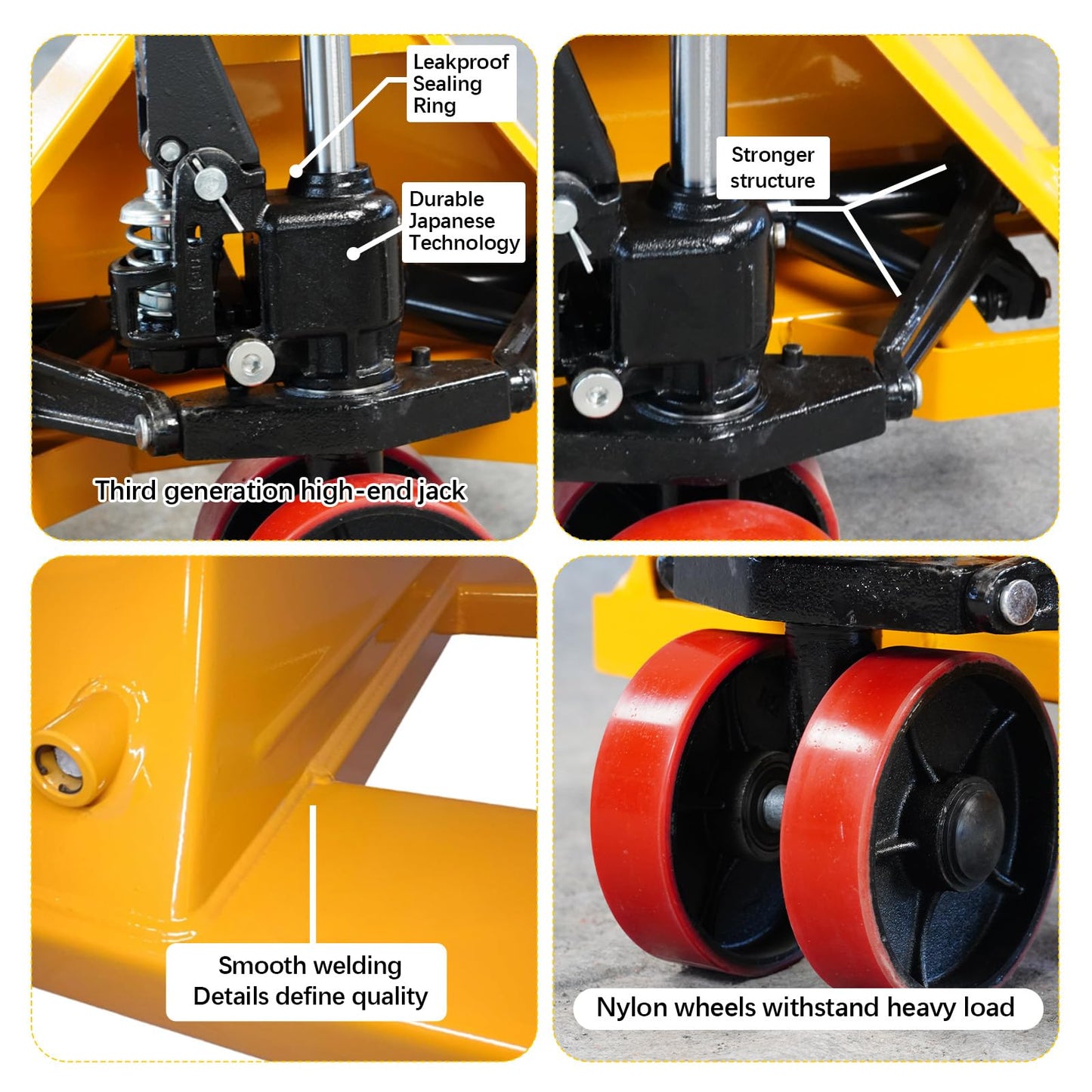 EZMHBRO Leak-Proof Pallet Jack, 5500 lbs Load Capacity, Manual Pallet Truck with 48L x 27W Inch Forks for Pallet Moving, Nylon Wheels Suitable for Warehouse, Supermarket, Factory