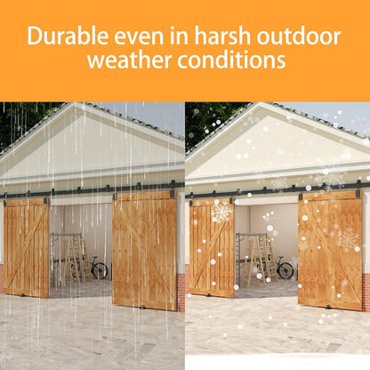 20FT Black Box Rail Exterior Barn Door Hardware Kit for 2 Doors, Sliding Heavy Duty Barn Door Track, Wall Mount Barn Door Hardware with 11 Track Brackets(Doors NOT Include)