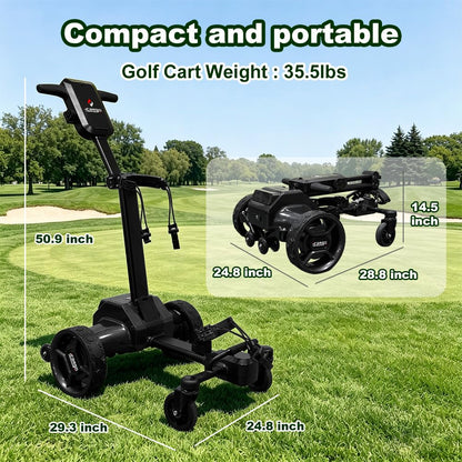 Icango caddy G5 Electric Golf cart,Electric Golf Push Cart Auto Follow You, 45 Holes Battery,Remote/APP/Manual Control,Anti-Tipping,Electric Golf Push cart with Remote,Umbrella,& Phone Holder