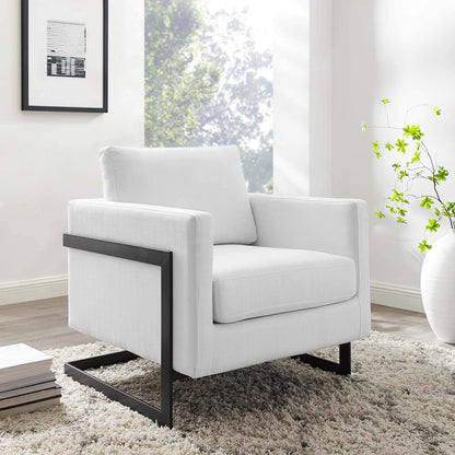 Posse Upholstered Fabric Accent Chair in Black White