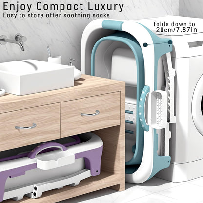 41 Inch Foldable Bathtub for Adults, Large Portable Tub for Shower, Effortless Collapsible Bathtub Adult for Spacious Bathrooms & Outdoor Use, Ideal for Ice Baths & Hot Baths (Blue, 41 Inch)