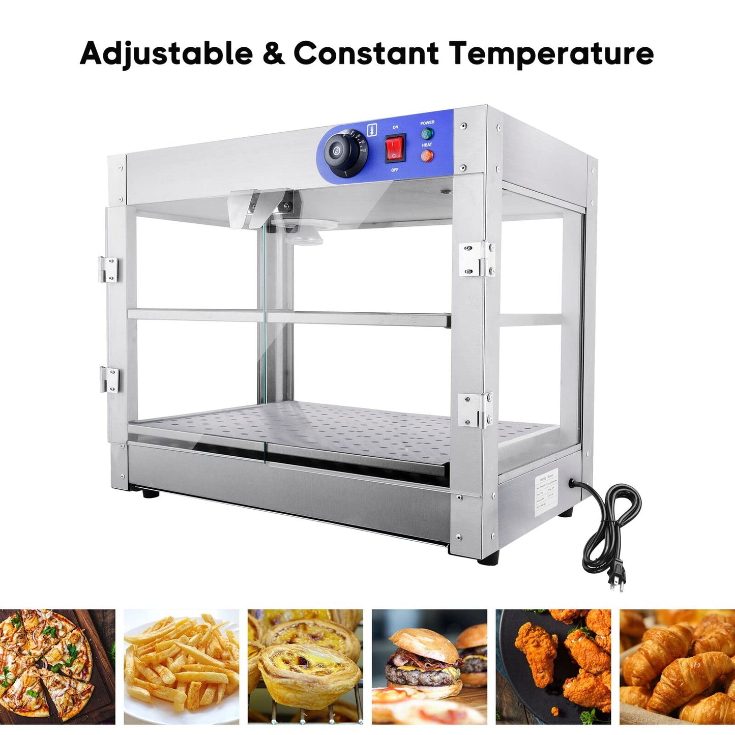 AMPERSAND SHOPS Commercial Food Warmer Pizza Pretzel Empanada Storage Display Cabinet (2-Tier)