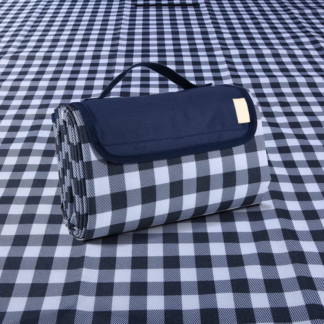 K Y KANGYUN Outdoor Picnic Blankets, Extra Large Beach Blanket, Foldable Lightweight Waterproof Sand Mat, Picnic Blanket 80" x 60" for Beach Camping Hiking Park Patio (Dark Blue, 80x60 inch)