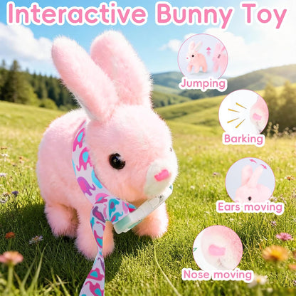 Skiennix Hopping Bunny Plush Toy - Interactive Electronic Pet with Sounds & Movements | Pink, Perfect Gift for Toddlers