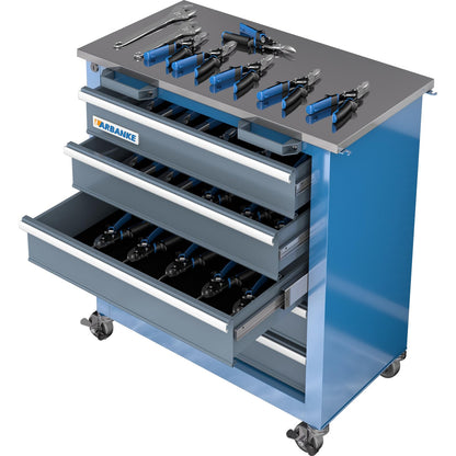 LARBANKE 5-Drawer Tool Chest, Rolling Tool Chest with Wheels, Foot Pads&Locking System,Mobile Storage Tool Cabinet with Stainless Steel Top,Connect Units for A Large Workstation for Office,Garage&Home