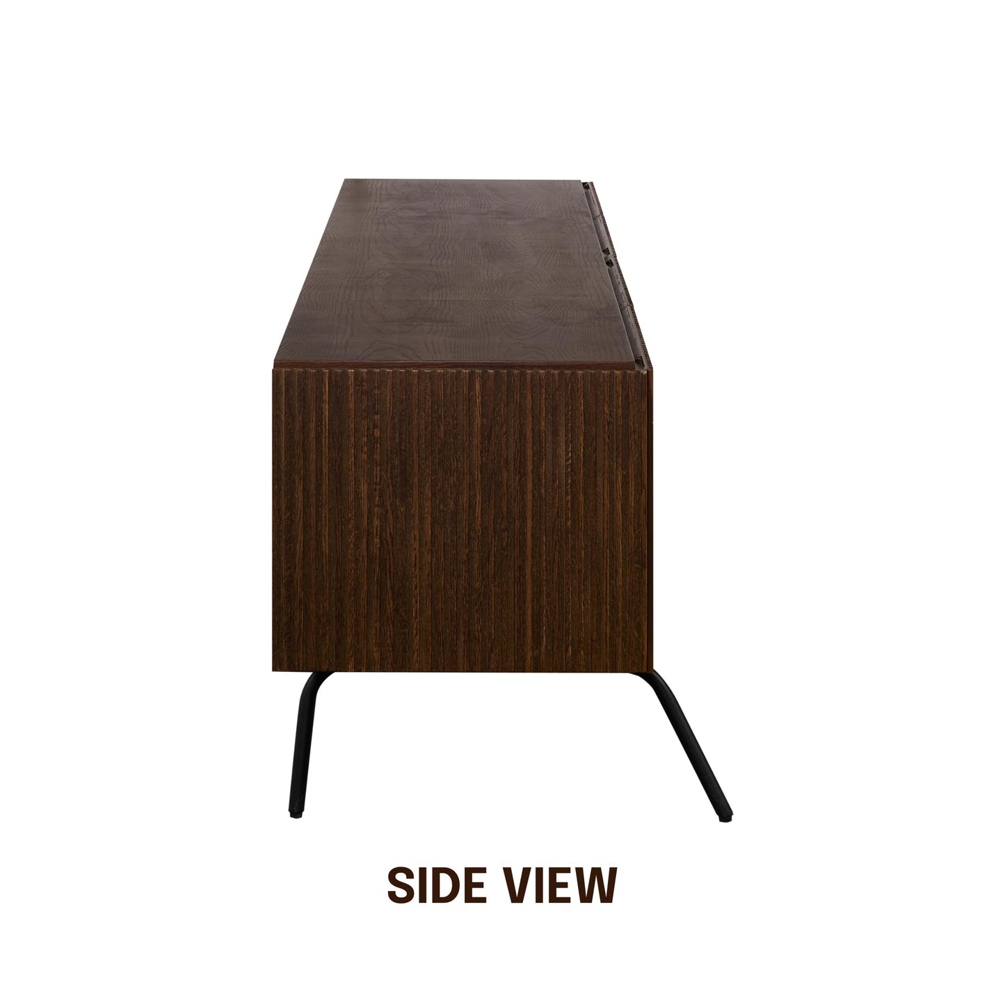 NTC Veil TV Stand with 4 Doors for TVs up to 75’’, Media Console with Vertical Groove Design and Metal Legs, Modern Entertainment Center for Living Room and Bedroom, Effortless Assembly, Dark Walnut