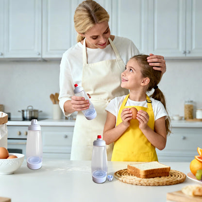2 Packs of Pancake Batter Dispenser,1000ml Squeeze Pancake Dispenser Mixer Bottle with Stainless Steel wire whisk Ball,Suitable for Pancakes Crepes Waffle Muffins Qatayef Cupcak