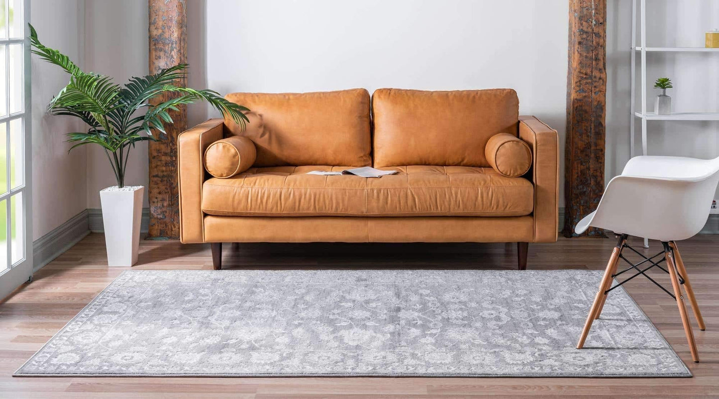 Unique Loom Boston Collection Area Rug - Floral (7' 10" x 10' Rectangle, Gray/ Ivory)