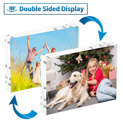 AITEE 4x6 Acrylic Picture Frames 3 Pack, 20% Thicker Block, Clear Picture Frames Freestanding Double Sided Magnetic Acrylic Lucite Frameless Transparent Square Frame Gift for Desktop Display