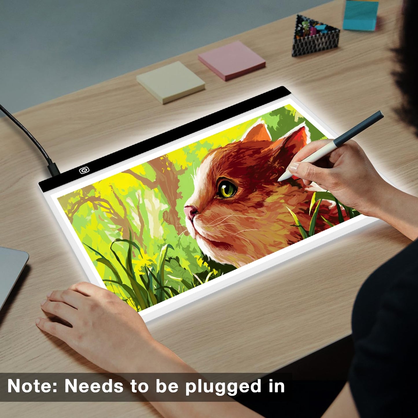 Funshot A3 Led Light Pad Tracing Light Box with USB Power Cable and 4 Fasten Clips,3 Levels of Brightness,Diamond Art Light Board,Sketching,Painting, Sketching,Tracing