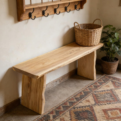 K KELBEL 63” Wooden Dining Bench,Entryway Bench,Solid Natural Edge,End of Bed,Kitchen Table Benches,Entryway Benches for Rustic Home Décor Furniture