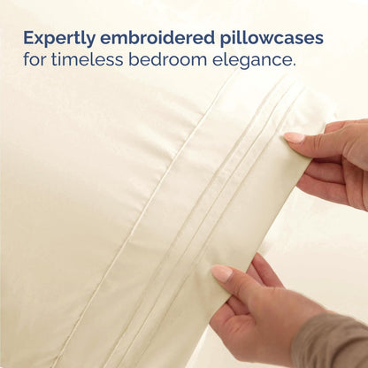 Skiennix Twin Size Sheet Set - Comfy Cooling Bed Sheets - Ultra-Soft, Deep Pockets, Wrinkle-Free - Off White