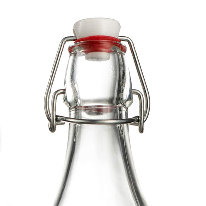 Clear SQUARE Swing Top Glass Bottles With Lids - 33.75 Oz - Airtight Flip Top Glass Water Bottles Great For Oil And Vinegar, Beverages, Juices, Smoothies - (2 Pack) (Not For Carbonated Beverages)