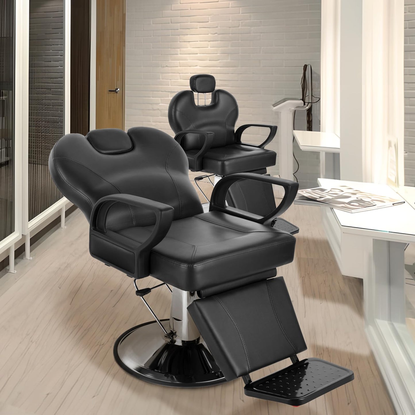WINEDYOUNG Salon Chair for Hair Stylist, 360 Degree Rotating Barber Chair with Heavy Duty Hydraulic Pump, Spa Beauty Equipment for Hair Stylists, Tattoo Artists, Cosmetologists (Black)