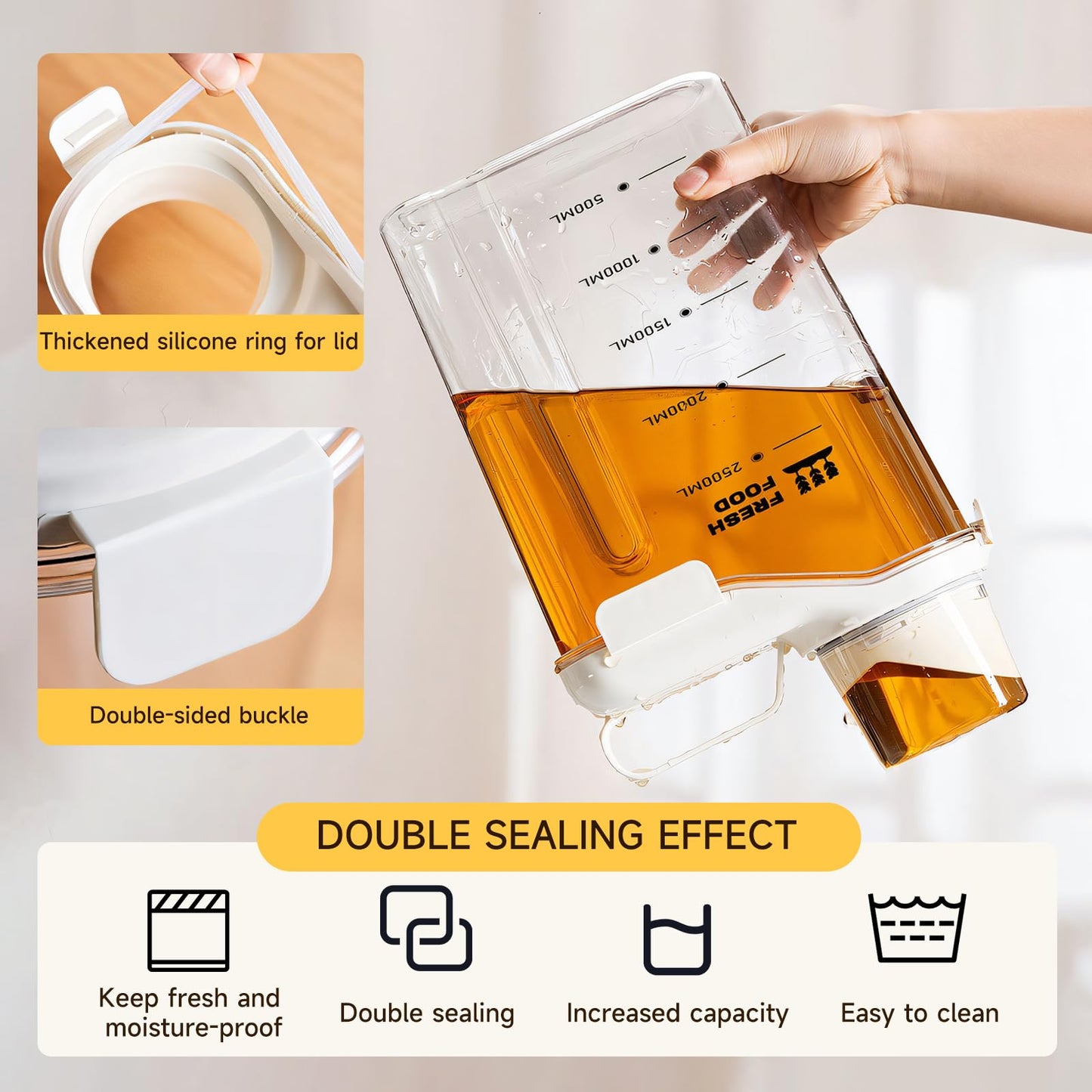 Rice Containers 5.5lbs and Cereal Storage Dispenser-Airtight Food Storage Organizers BPA free Plastic Kitchen Storage Containers food-grade PET material Suitable for rice, cereal, flour,etc(White)