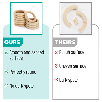 Mr. Pen Birch Wooden Rings, 2.7", 10 Pack, Wooden Rings for Crafts