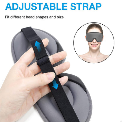 LYSIAN Sleep Eye Mask Men Women-3D Concave Comfortable Cooling Mask Blindfold for Adult Night Sleep Eyes Cover with Foam Ear Plugs for Sleeping, Yoga, Nap, Travel, Black
