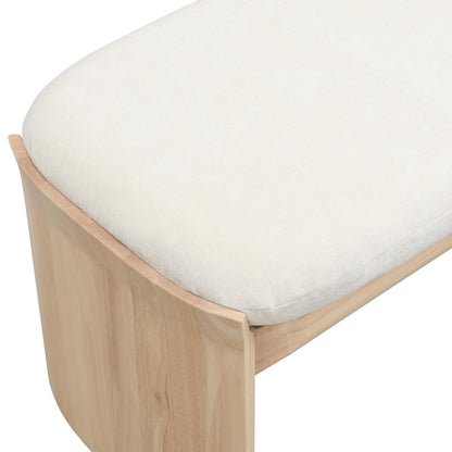 Christopher Knight Home Paxton Fabric Upholstered Ottoman Bench, Rectangular Foot Stools Ottoman, Entryway Wood Ottoman Footrest, Bedroom End of Bed Footstool,Living Room Sofa Extra Seat,Beige+Natural