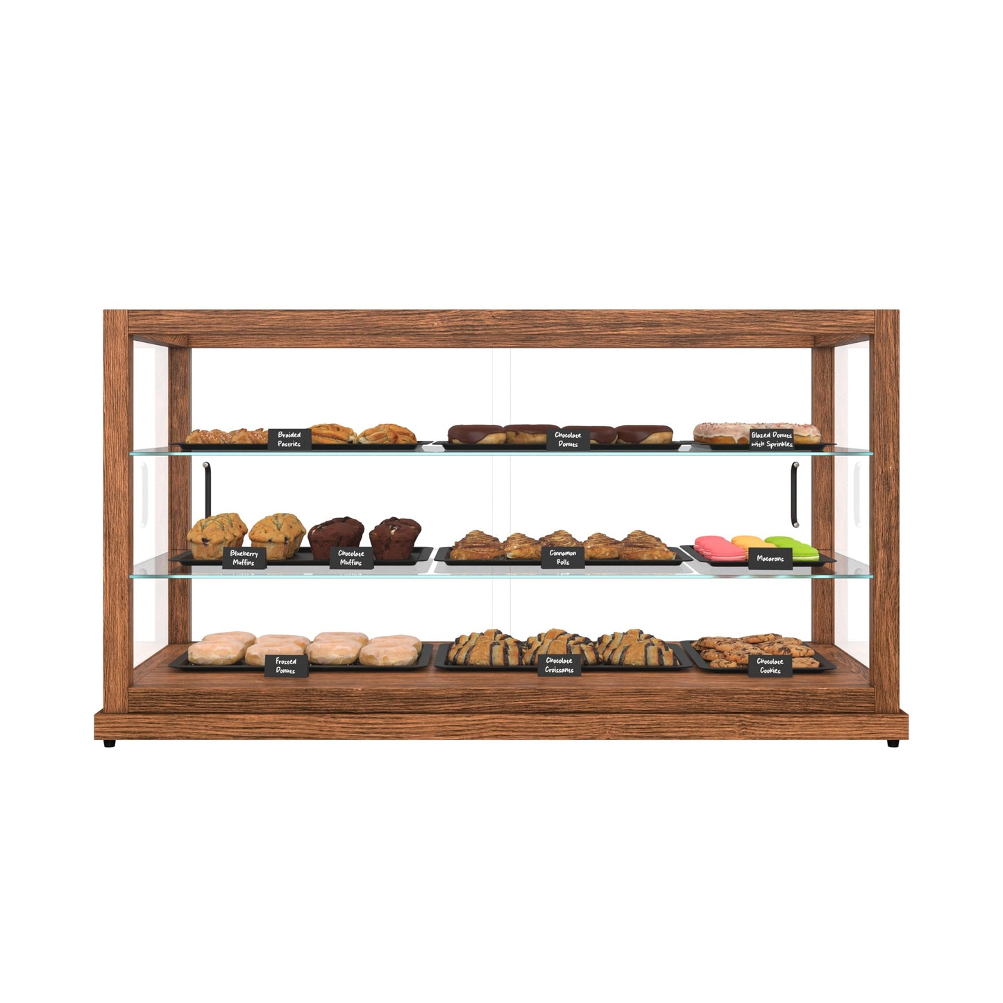 KoolMore 44 in. Horizontal Dark Wood Countertop Dry Bakery Display Case, Large Bread, Pastry and Dessert Display with Tempered Glass