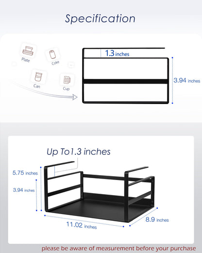 Nxconsu 2Pack Under Shelf Storage Basket Organizer Hanging Holder for Cabinet Pantry Kitchen Cupboard Desk Counter Bookshelf Organization Add-on Space Saver Heavy Duty Slide-in Black Small