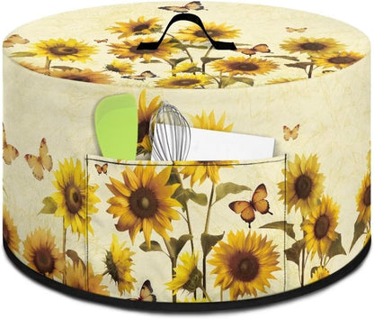Sunflower Oval Slow Cooker Cover for Crock Pots, Butterfly Design, Resistant Kitchen Appliance Protection Case