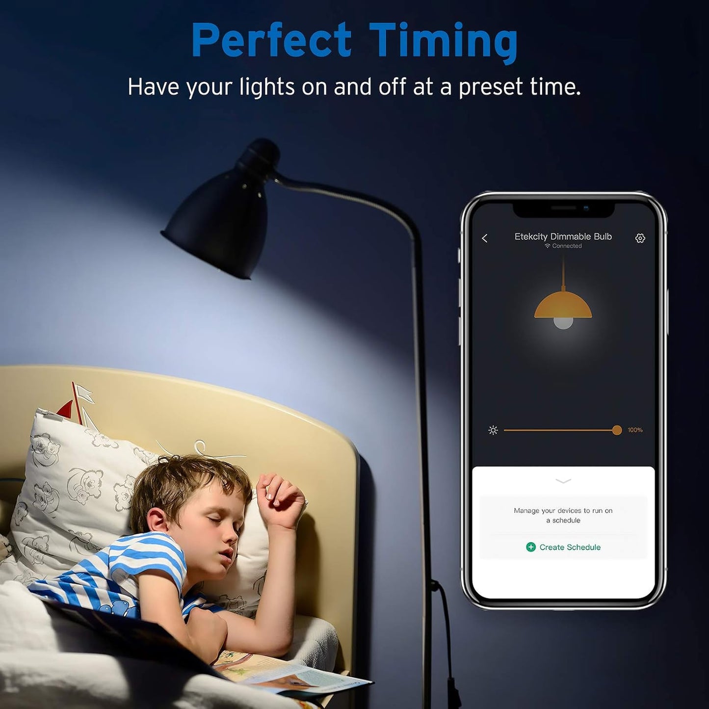 Etekcity ESL100 Smart Light Bulb Compatible with Alexa, Google Home and IFTTT, 4 Count (Pack of 1), 9W (60W Equivalent), 806LM, 2700K, No Hub Required, 4 Pack