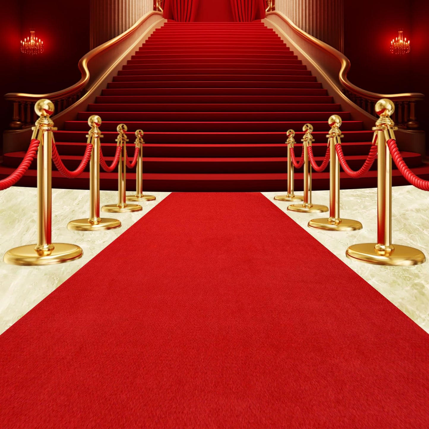 Extra Thick Red Carpet Runner 3 x 15Ft, Non-Slip TPR Rubber Backing, 450 GSM Heavy-Duty Aisle Runner Red Runner Rug for Wedding Ceremony, Hollywood Party, Graduation & Award Events